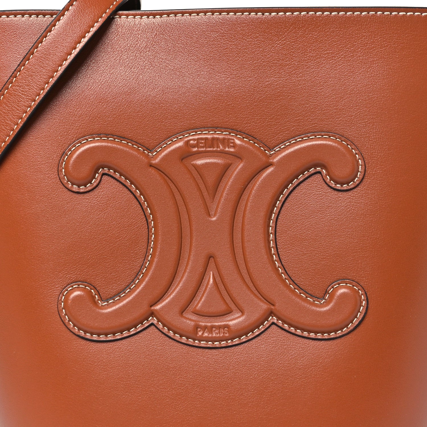 Celine Smooth Calfskin Small Cuir Triomphe Bucket Bag Tan 7 of 10