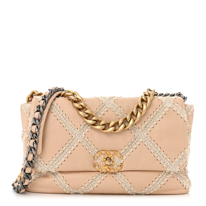 Chanel Calfskin Crochet Large Chanel 19 Flap Beige 1 of 11