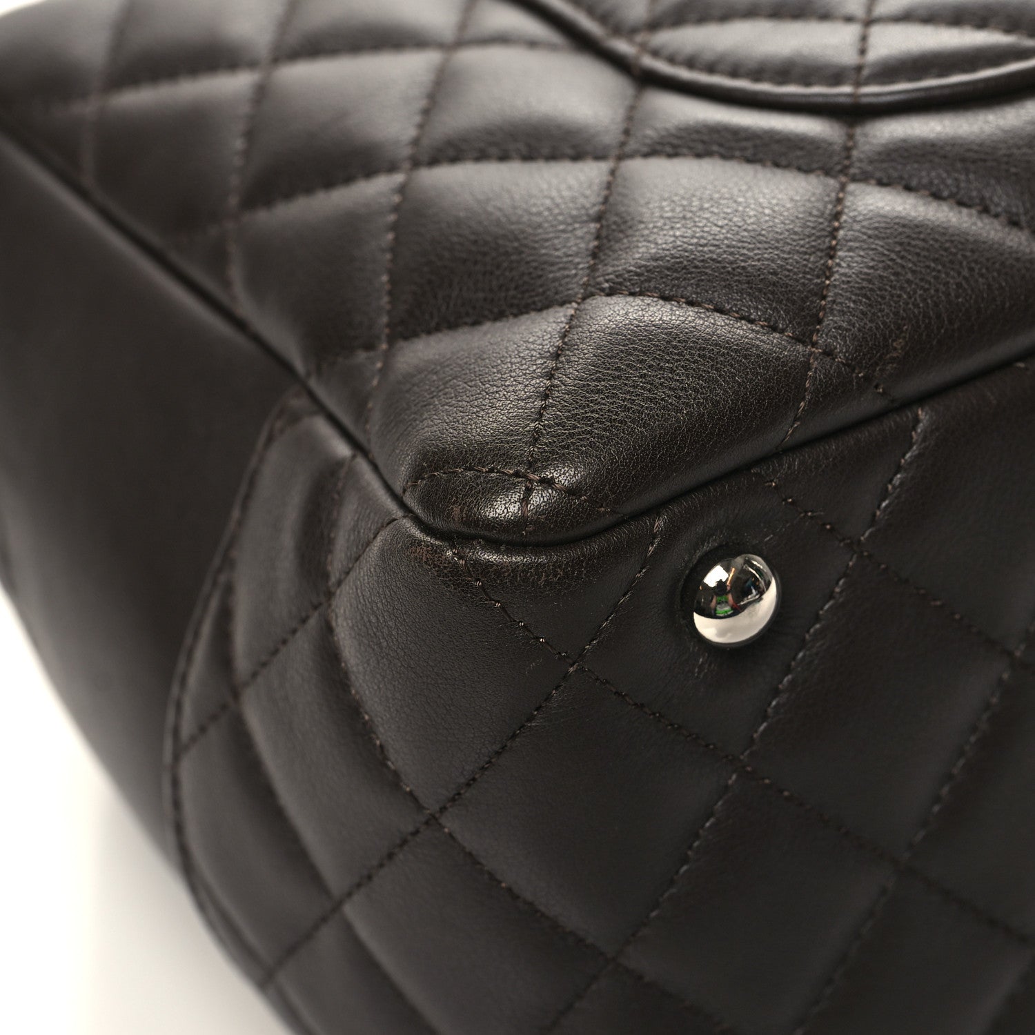 Chanel Calfskin Quilted Cambon Large Bowler Brown Beige 11 of 13
