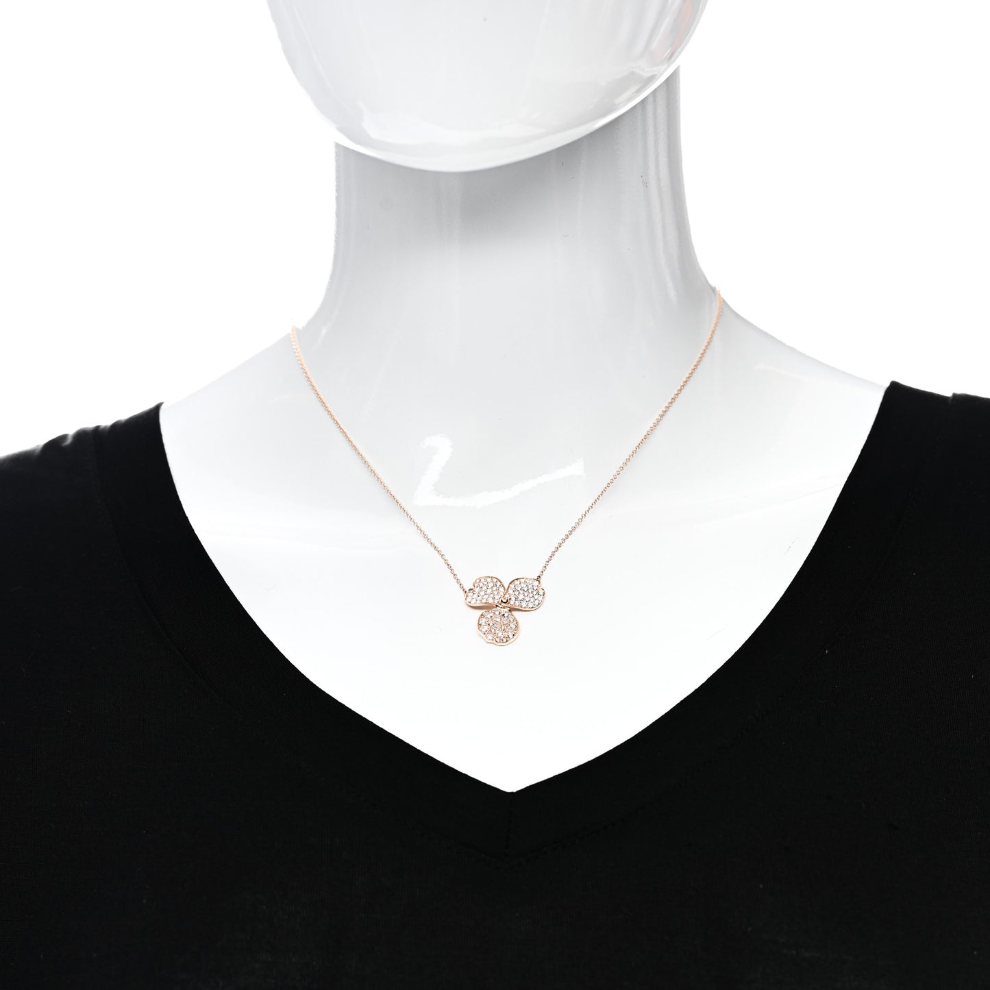 18K Rose Gold Diamond Large Paper Flowers Pave Pendant Necklace