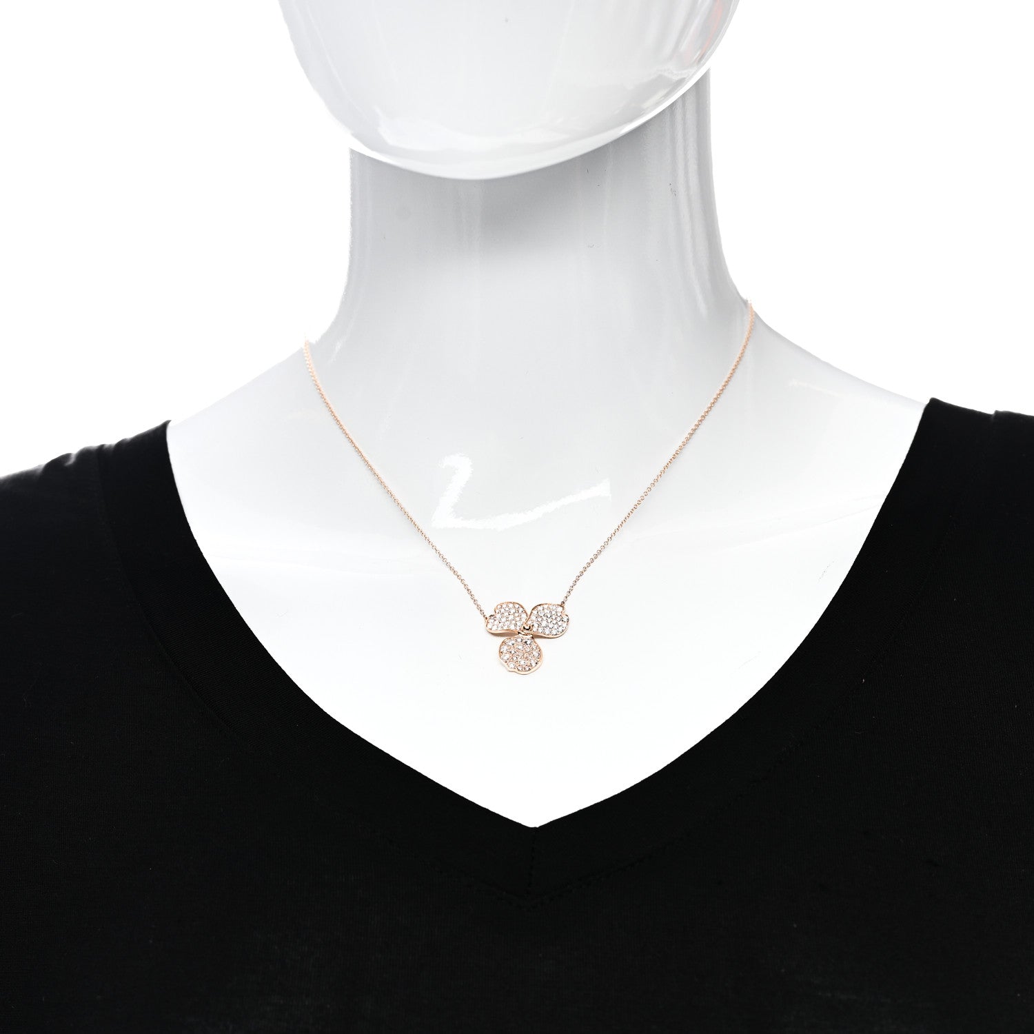 Tiffany 18K Rose Gold Diamond Large Paper Flowers Pave Pendant Necklace 2 of 5