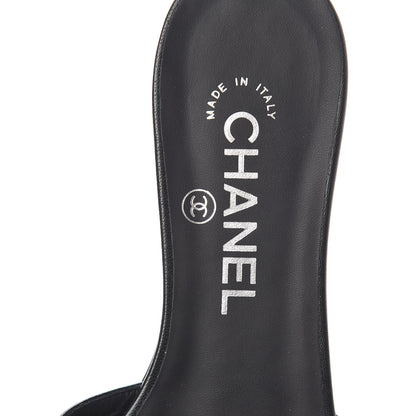 Chanel Lambskin Camellia Sandal Mules 36.5 Black 5 of 8