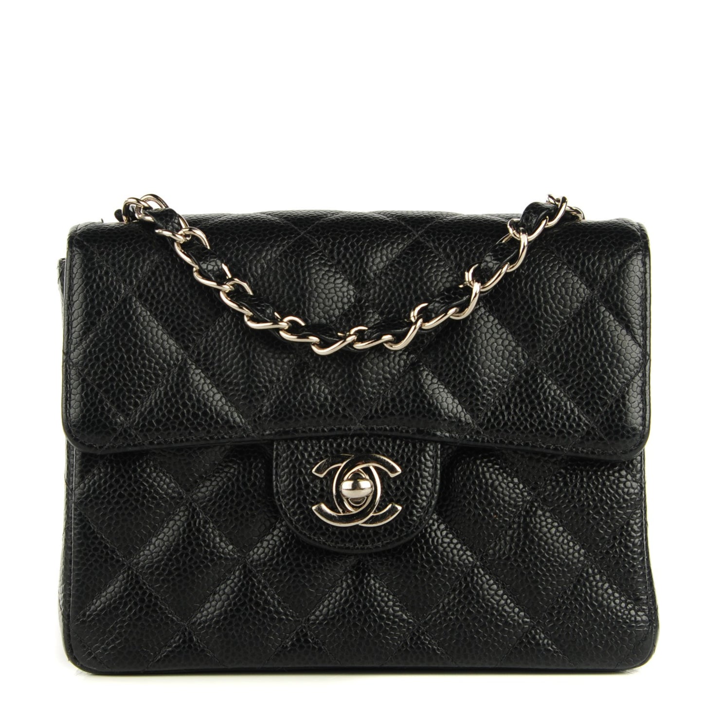 Caviar Quilted Mini Square Flap Black