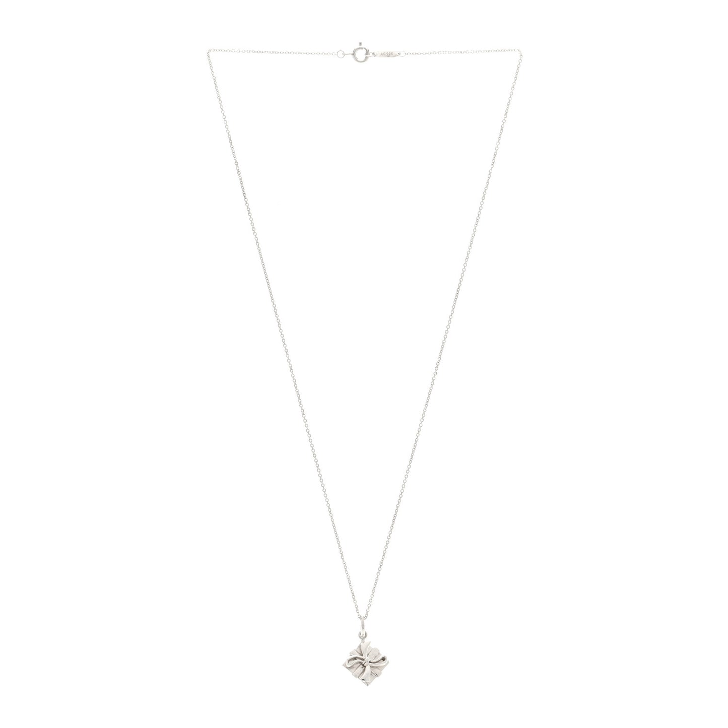 Sterling Silver Gift Box Charm Necklace