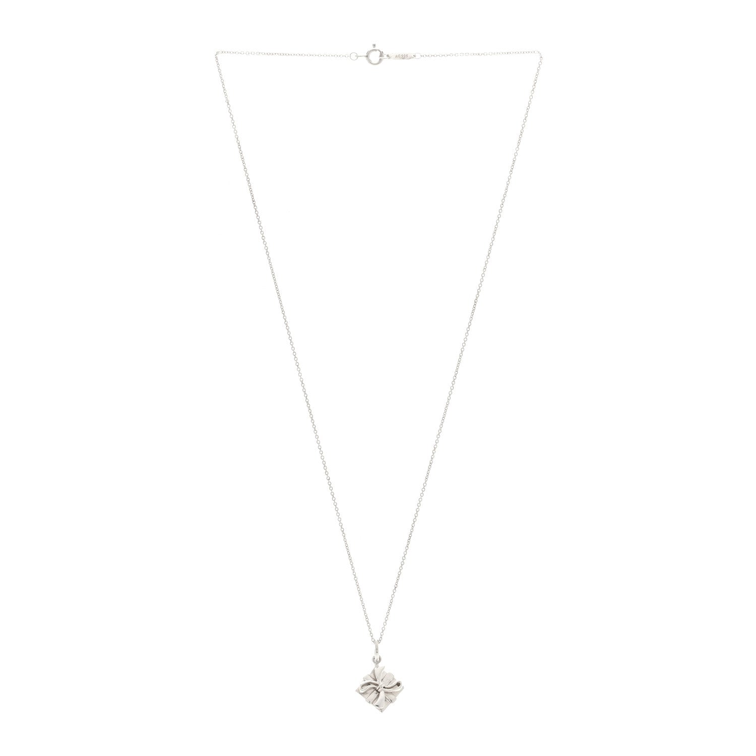 Tiffany Sterling Silver Gift Box Charm Necklace 3 of 4