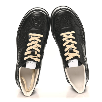 Gucci Calfskin GG Tennis Embossed Perforated Mens Interlocking G 55mm Sneakers 11.5 Black 2 of 10