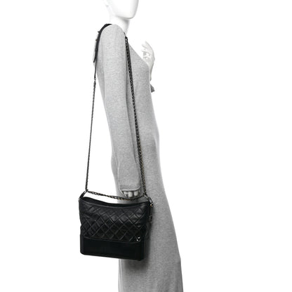 Chanel Aged Calfskin Quilted Medium Gabrielle Hobo Black 2 of 10