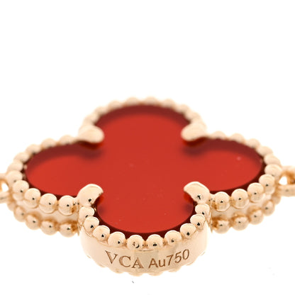 Van Cleef & Arpels 18K Yellow Gold Carnelian 5 Motifs Vintage Alhambra Bracelet 5 of 5