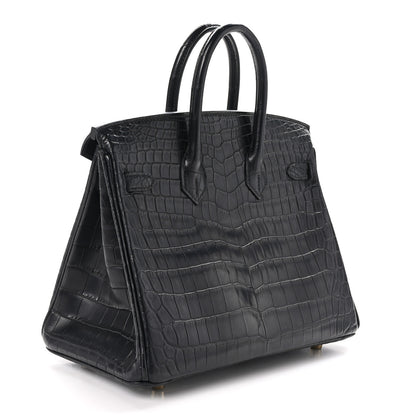 Hermes Matte Niloticus Crocodile Birkin 25 Black 3 of 11