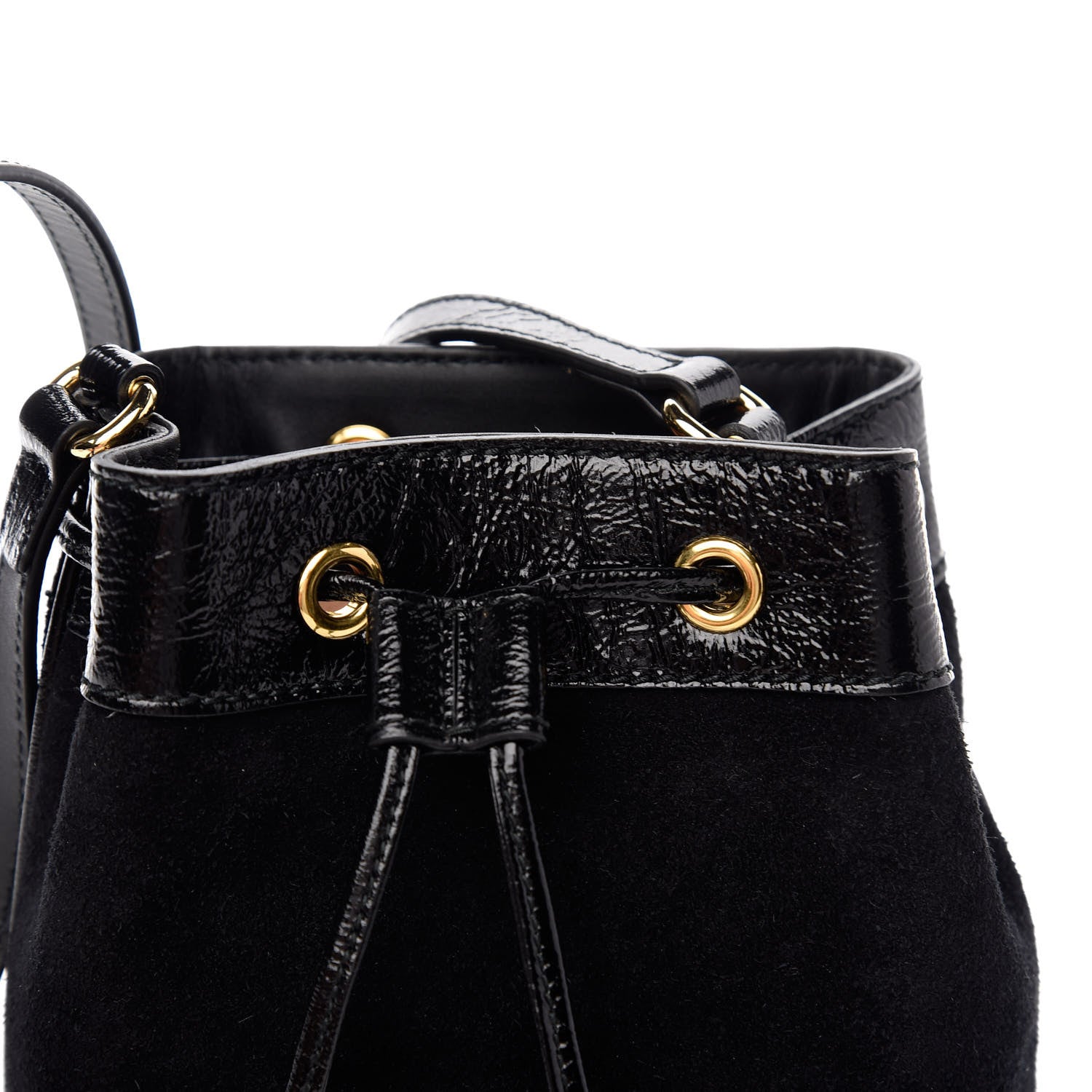 Gucci Suede Patent Web Mini Ophidia Bucket Bag Black 10 of 10