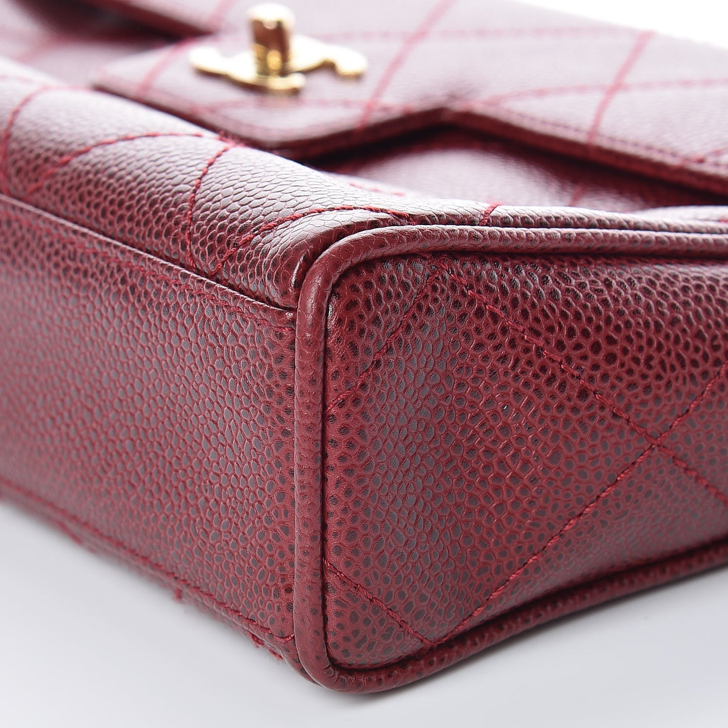 Caviar Quilted Medium Single Flap Dark Red