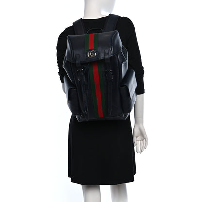 Gucci Textured Dollar Calfskin Web Medium Ophidia Double Buckle Backpack Blue Agata 2 of 10