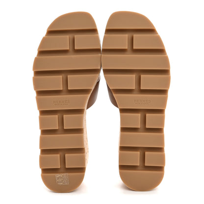Hermes Calfskin Cork Eze 30 Sandals 37 Marron Glaise 6 of 10