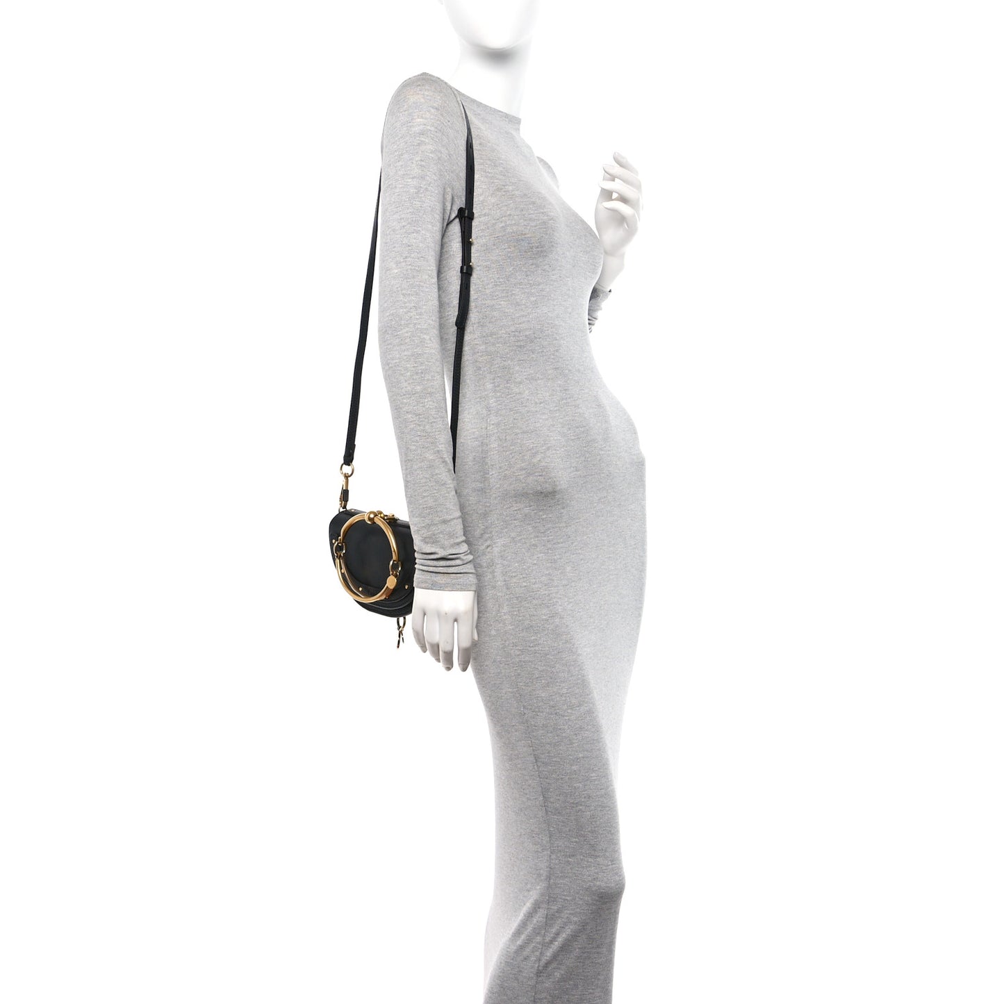 Calfskin Small Nile Bracelet Minaudiere Bag Black