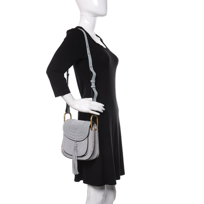 Chloe Suede Calfskin Braided Small Hudson Shoulder Bag Fresh Blue 2 of 12