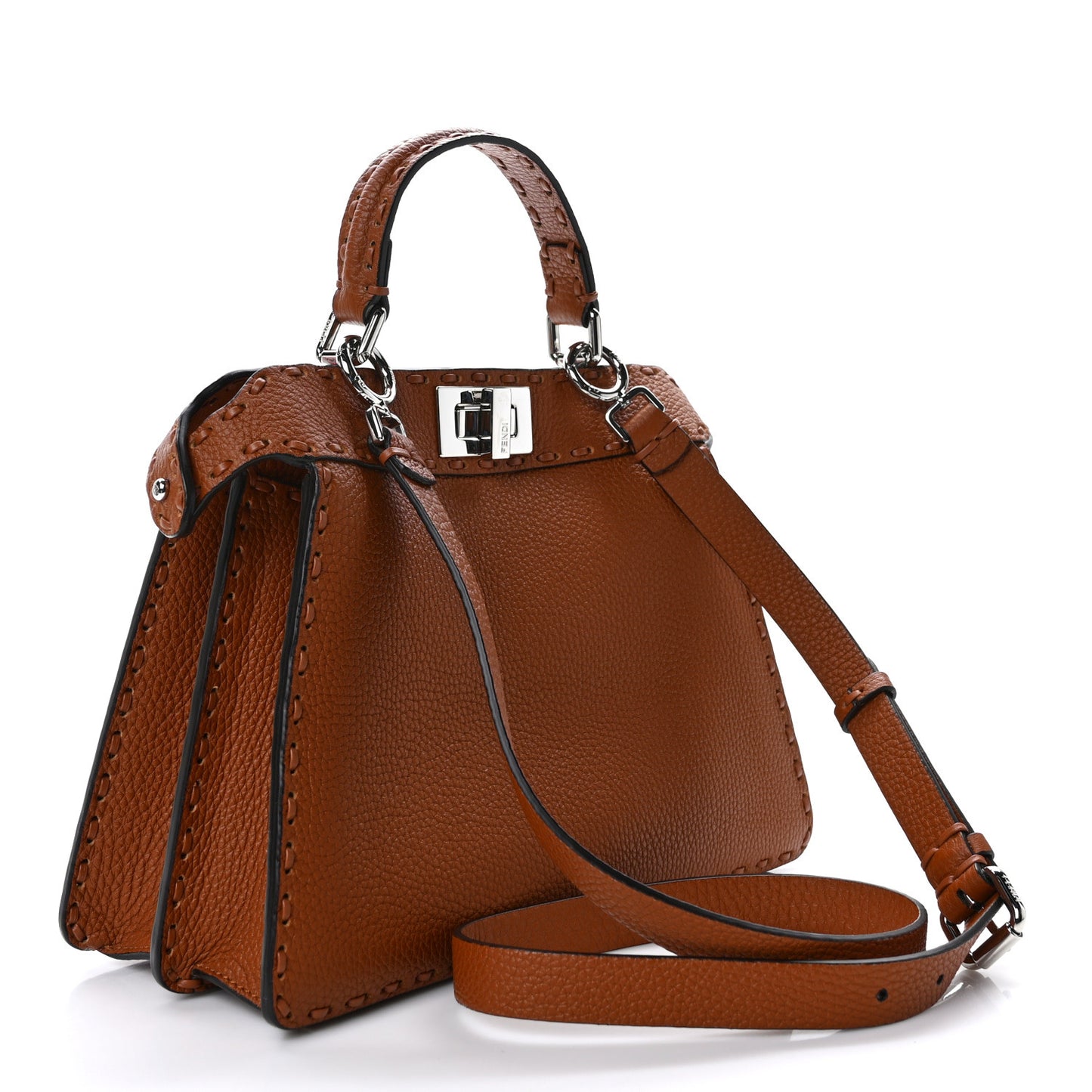 Cuoio Roma Sellerissima Nappa Sintetica Tape Stitch Small Peekaboo I SEE U Satchel Brandy