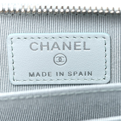 Chanel Caviar Quilted Zip Coin Purse Light Blue 6 of 9