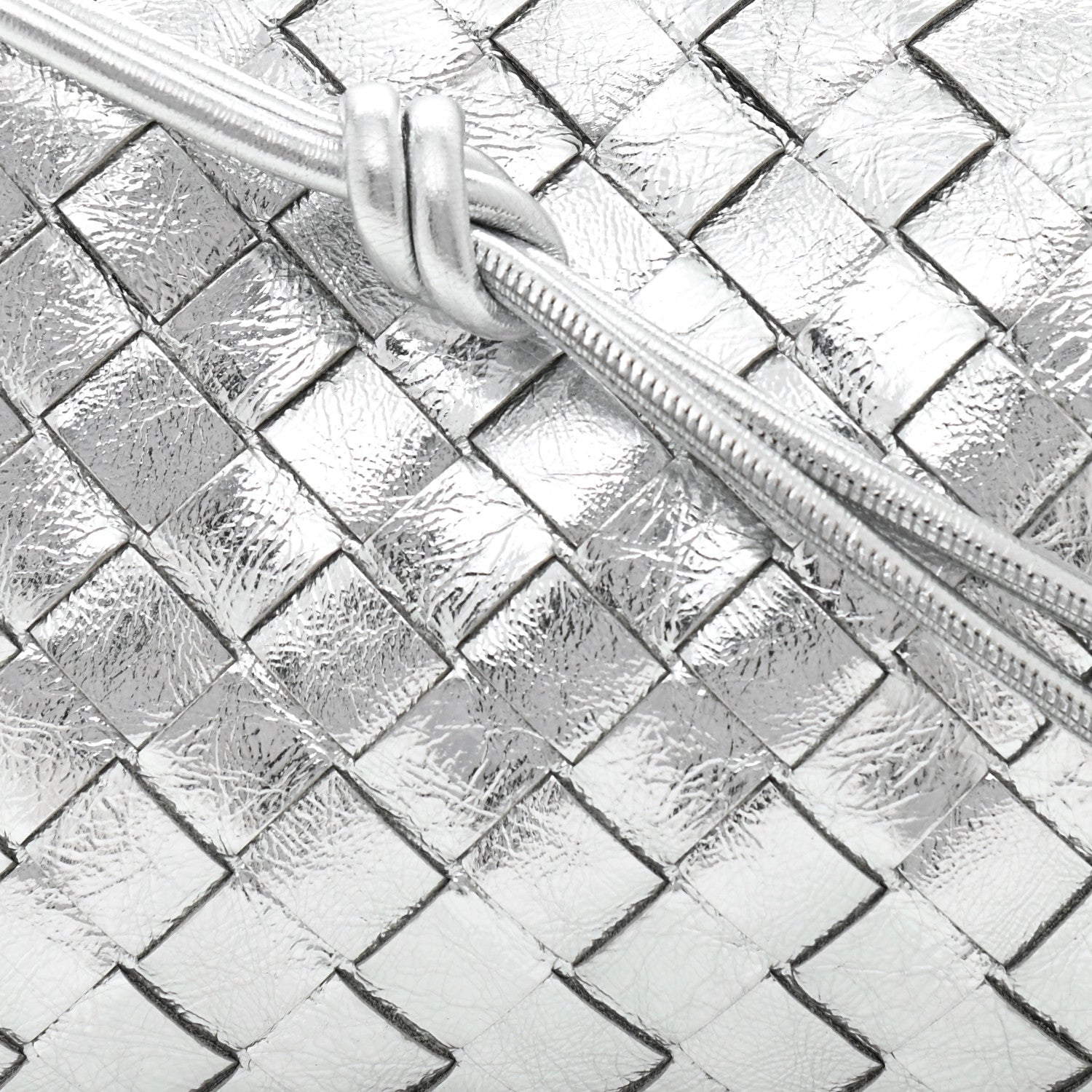 Bottega Veneta Metallic Nappa Intrecciato Mini Looping Crossbody Silver 9 of 10