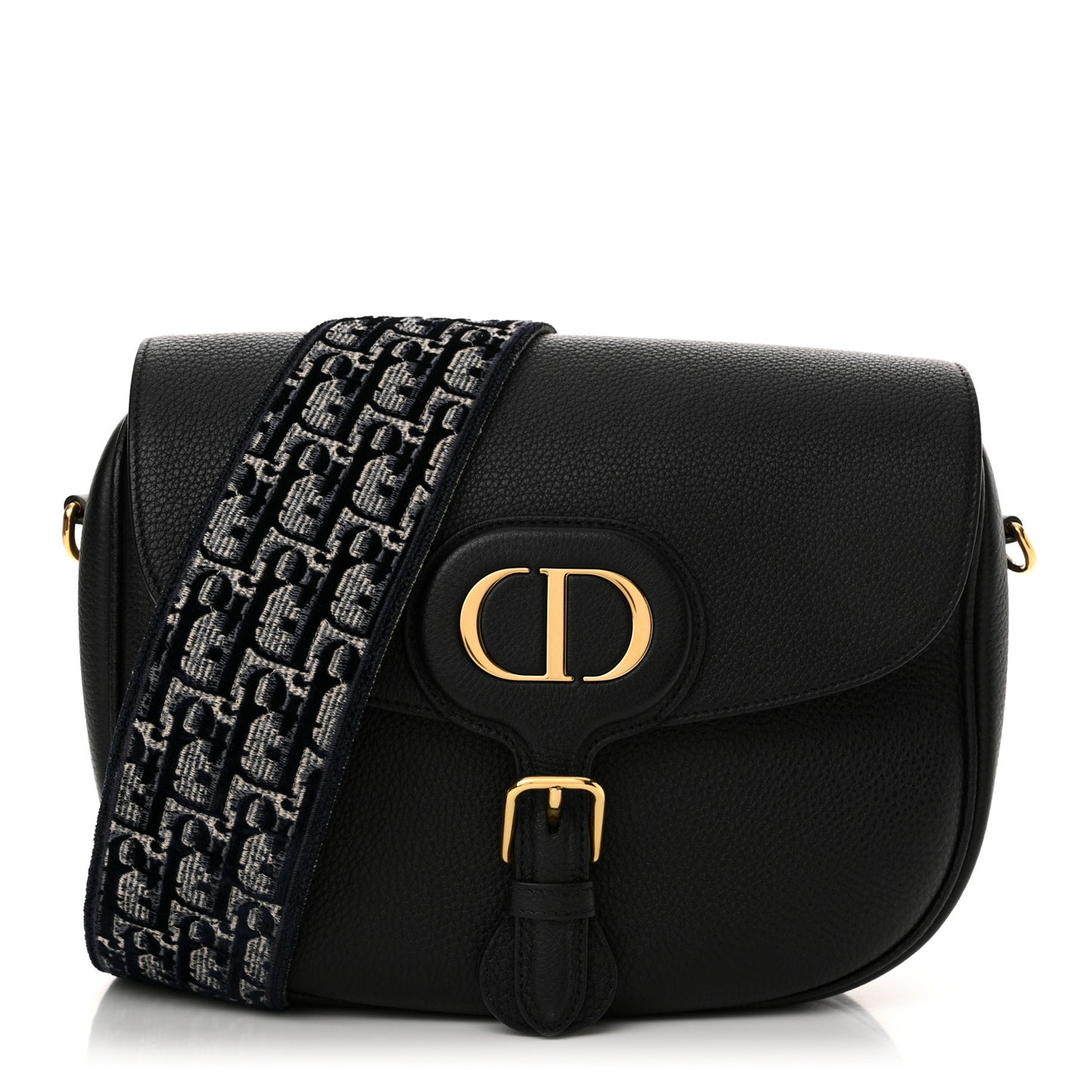 Grained Calfskin Large Bobby Flap Black