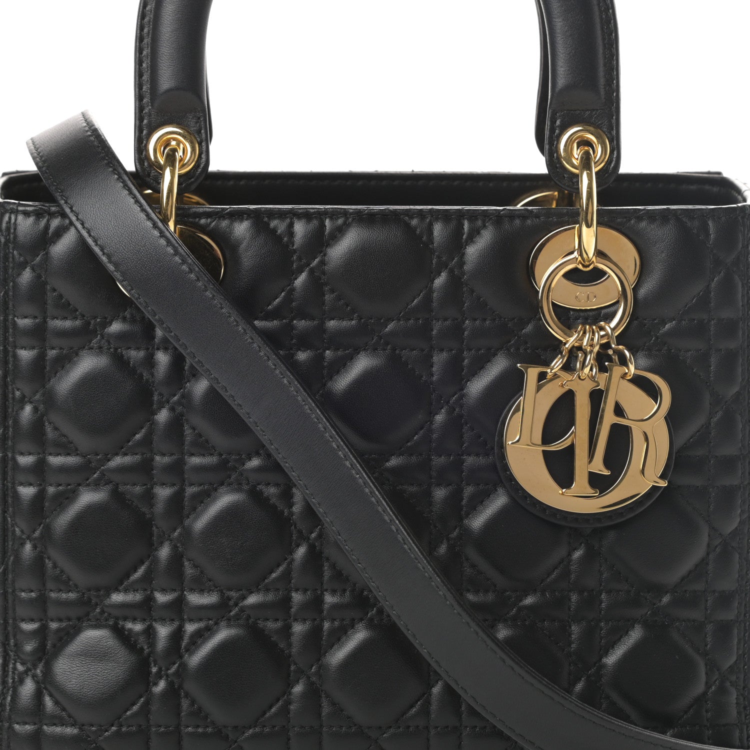 Christian Dior Lambskin Cannage Medium Lady Dior Black 8 of 11