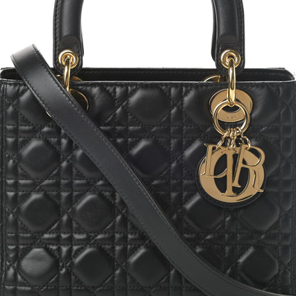 Christian Dior Lambskin Cannage Medium Lady Dior Black 8 of 11