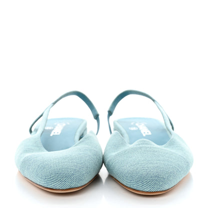 Chanel Denim Cap Toe CC Slingback Flats 40 Blue 2 of 8