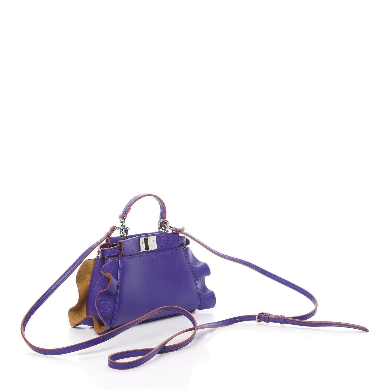 Fendi Shiny Nappa Waves Bi-Color Micro Peekaboo Iconic Satchel Purple Amber 3 of 11
