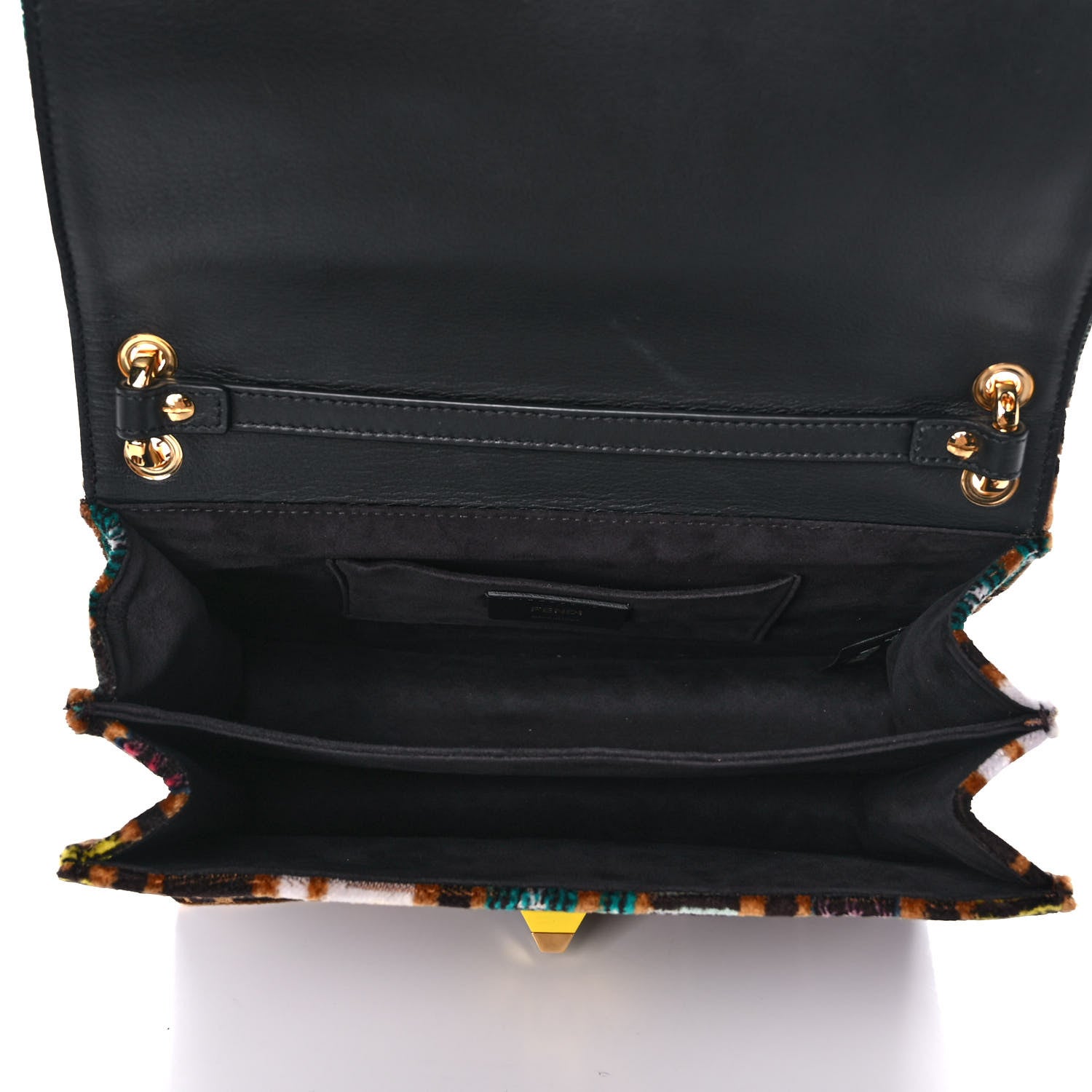 Fendi Velvet Vitello Dolce Fun Fair Kan I Shoulder Bag Tobacco Multicolor Black 5 of 14