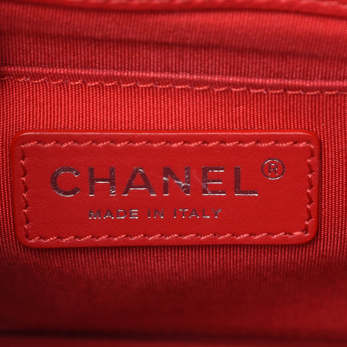 Grained Calfskin Quilted Small CC Box Flap Red