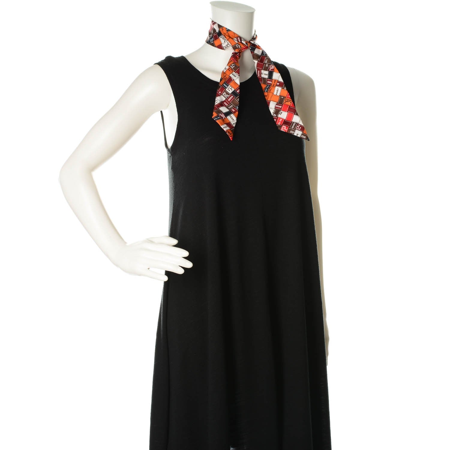 Hermes Silk Bolduc Au Carre Twilly Orange Brun Blanc 2 of 5