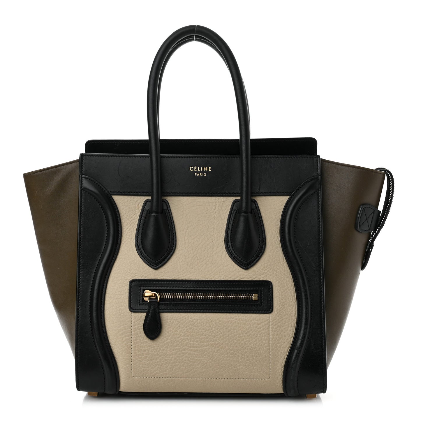 Textured Calfskin Micro Tri-Color Luggage Olive