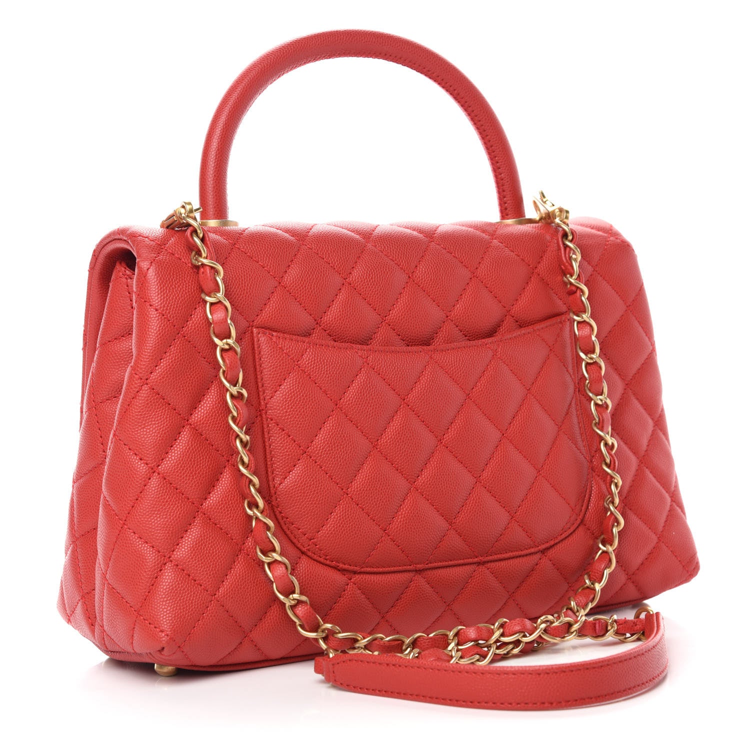 Chanel Caviar Quilted Small Coco Handle Flap Red 3 of 11