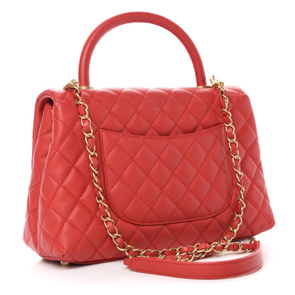 Chanel Caviar Quilted Small Coco Handle Flap Red 3 of 11