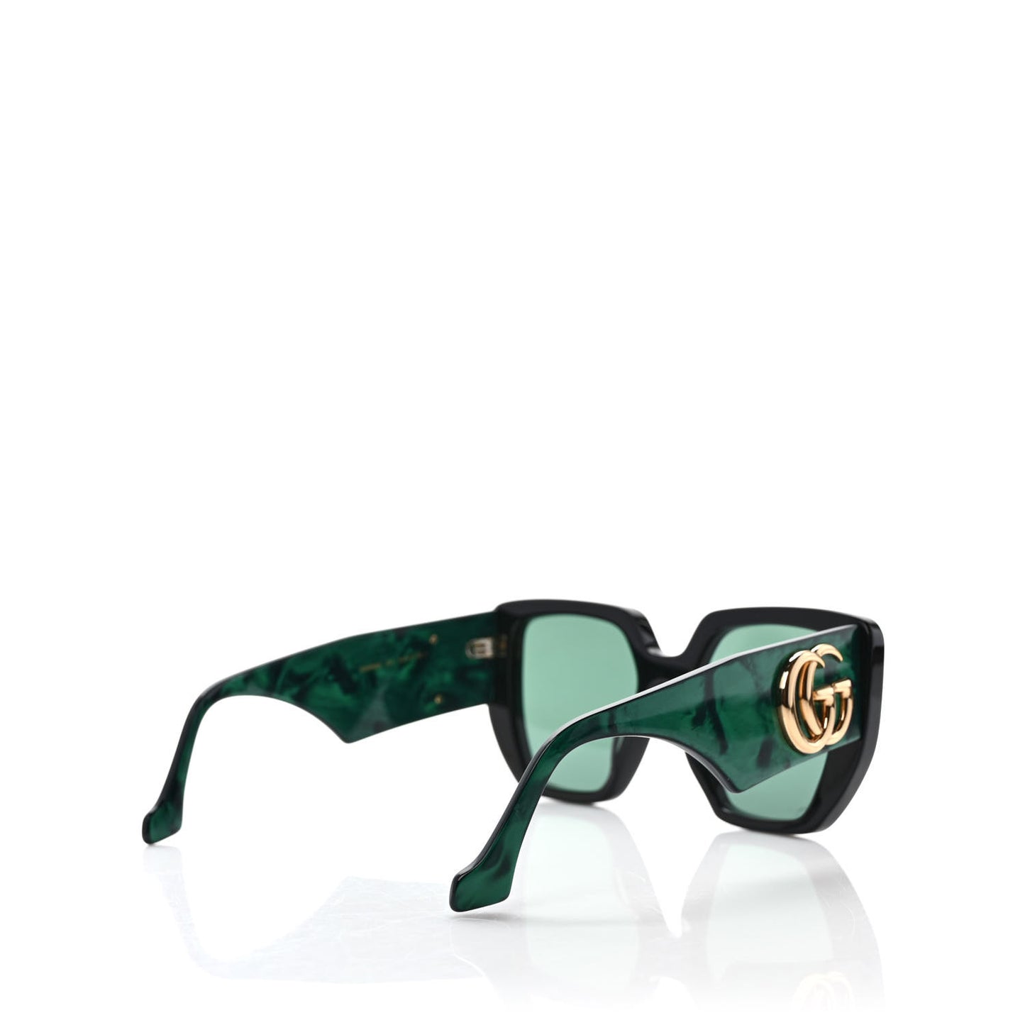 Acetate Square Frame Sunglasses GG0956S Green Black