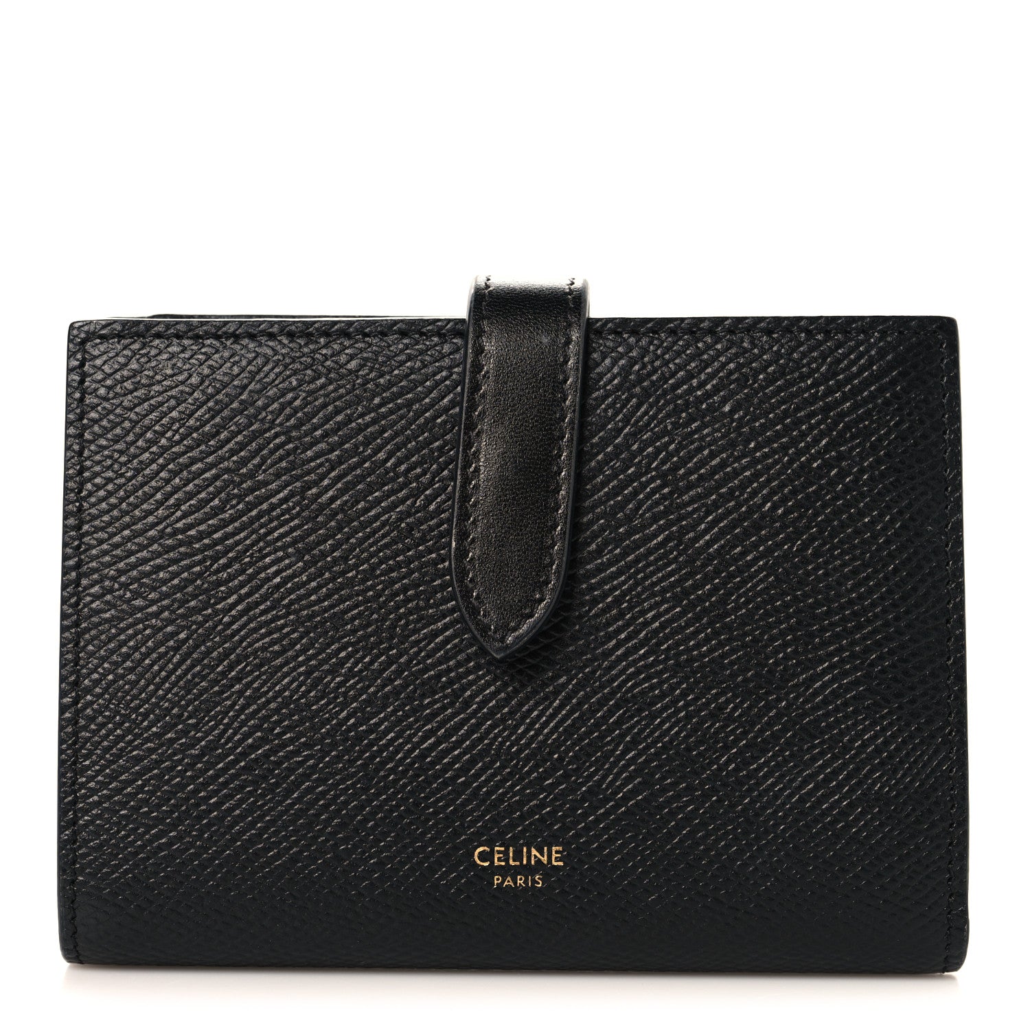 Celine Grained Calfskin Medium Multifunction Strap Wallet Black 1 of 8