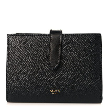 Celine Grained Calfskin Medium Multifunction Strap Wallet Black 1 of 8