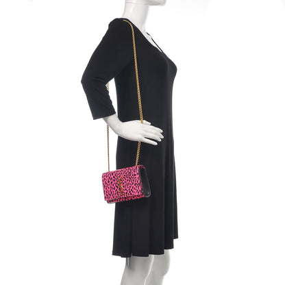 Saint Laurent Calfskin Leopard Small Monogram Kate Satchel Pink Black 2 of 9