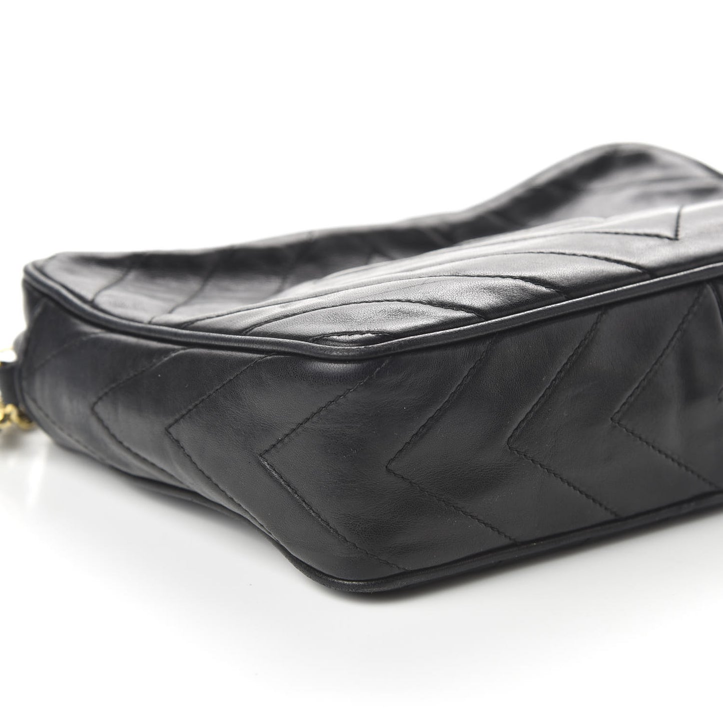 Lambskin Chevron Quilted Camera Case Black