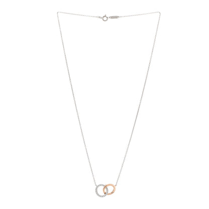 Tiffany 18K White Rose Gold Diamond Double Interlocking Circles Pendant Necklace 3 of 4