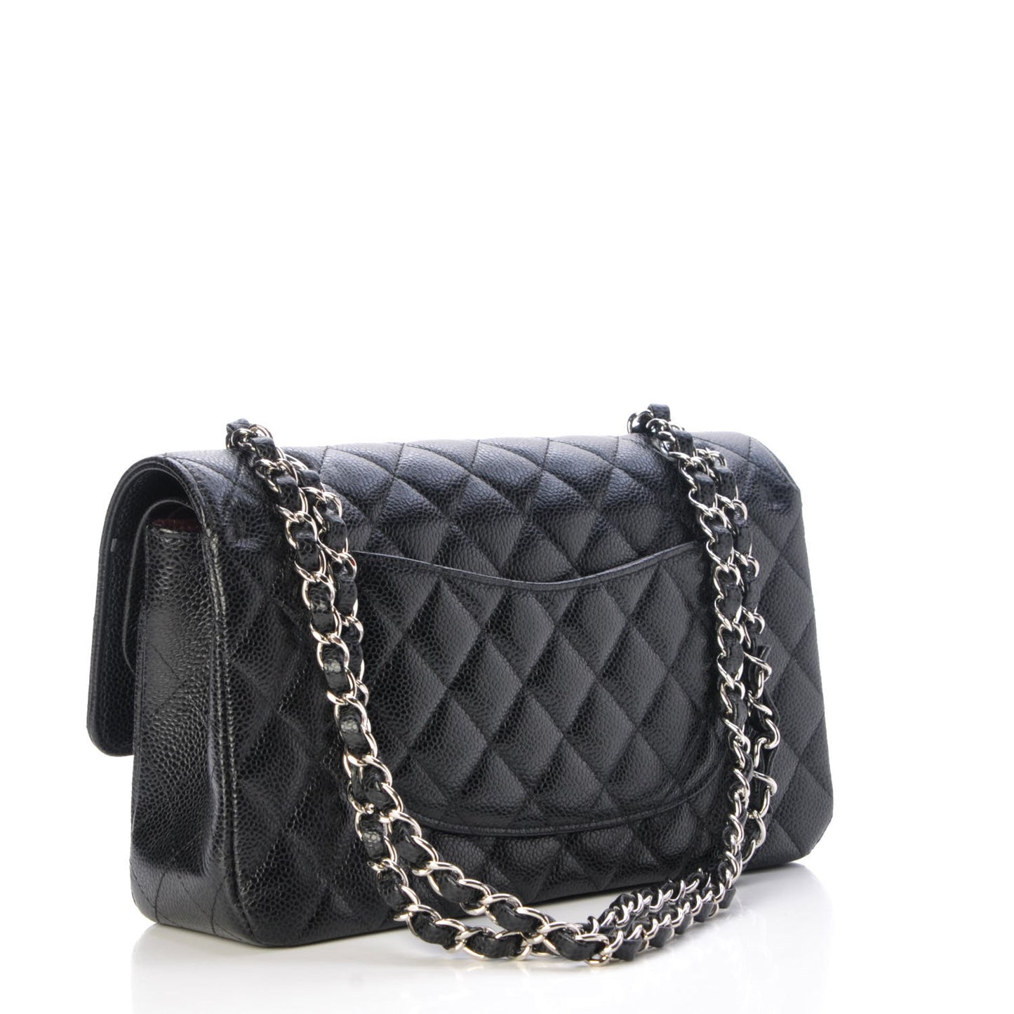 Caviar Quilted Medium Double Flap Black