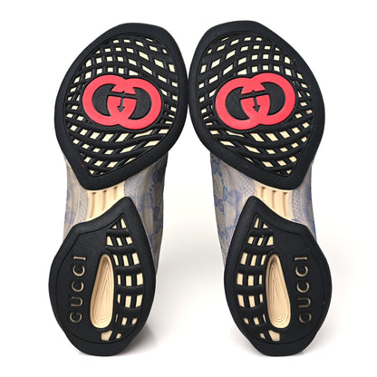 Gucci Ultralight Plume Calfskin Monogram Printed Mens Gucci Run Sneakers 10.5 Beige Blue 6 of 9