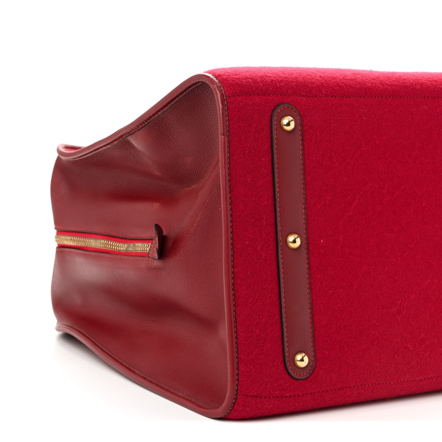 Hermes Felt Barenia Feu2Dou Travel Bag Rouge Vif Rouge H 7 of 10