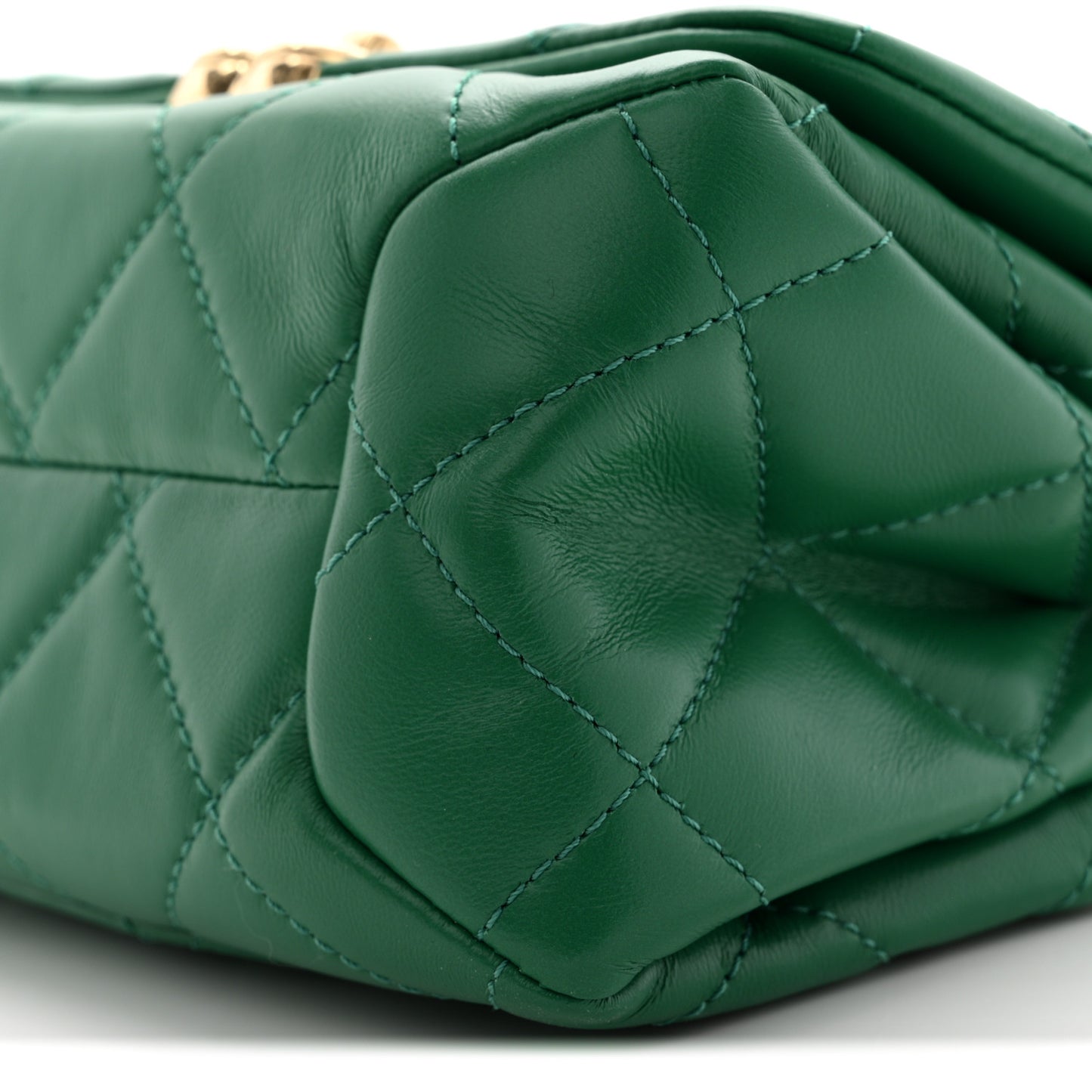 Lambskin Quilted Mini Color Match Flap Green