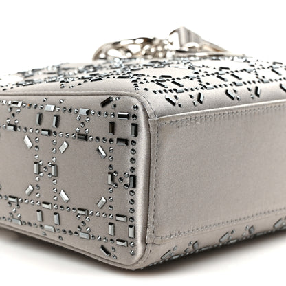 Christian Dior Satin Crystal Cannage Mini Lady Dior Gray 9 of 11