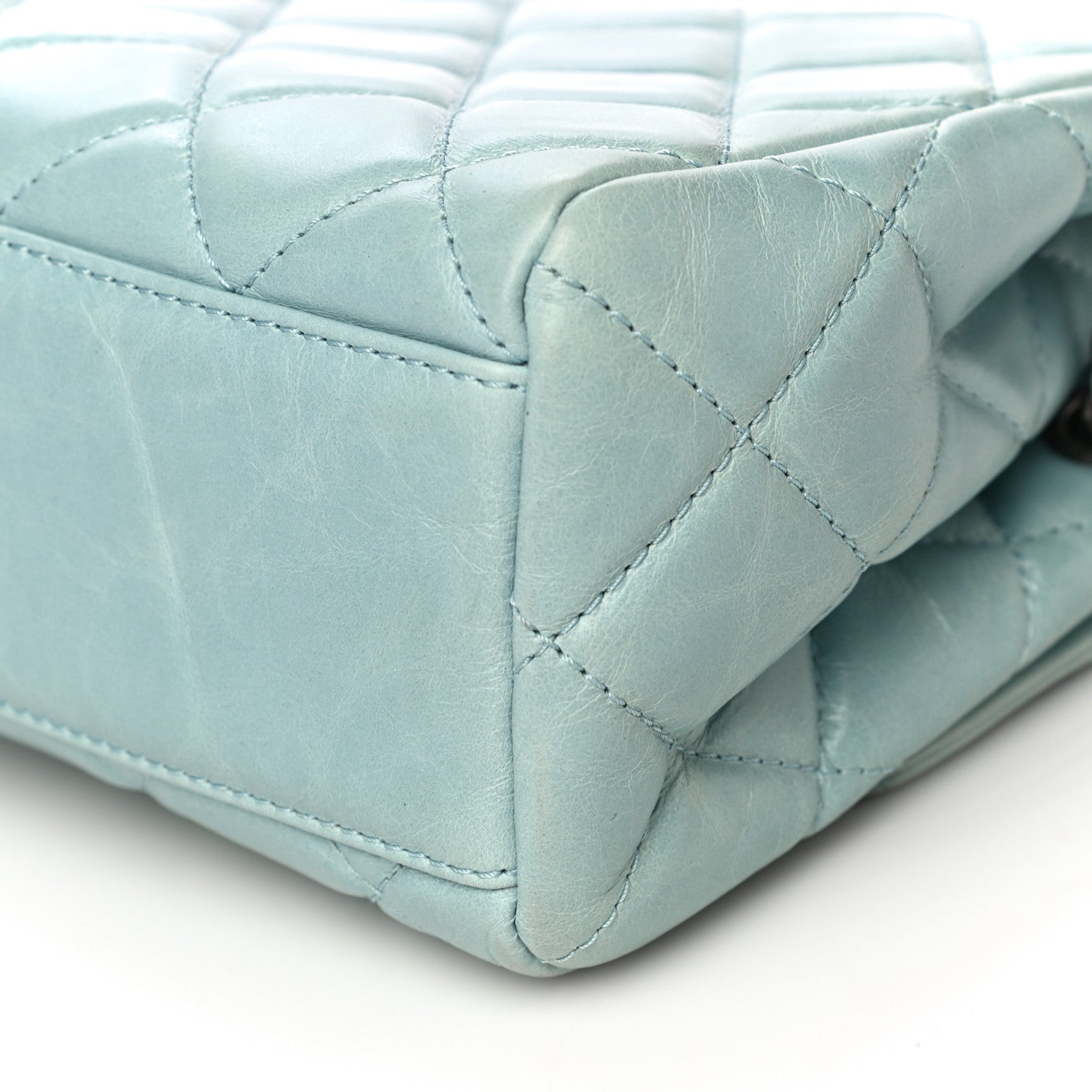 Chanel Glazed Calfskin Quilted Large Coco Soft Flap Light Blue 15 of 36