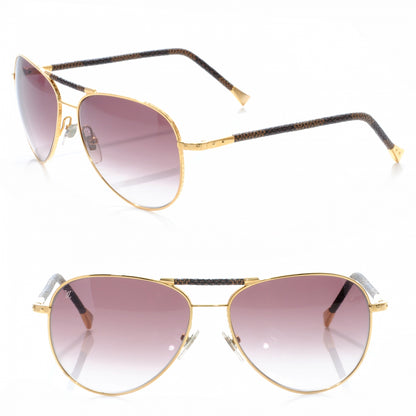 Louis Vuitton Damier Conspiration Pilote Aviator Sunglasses Gold 1 of 5