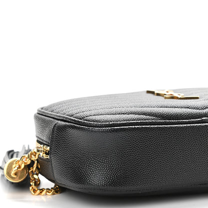 Saint Laurent Grain De Poudre Matelasse Monogram Mini Lou Camera Bag Black 8 of 9
