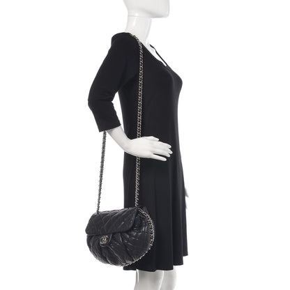 Chanel Washed Lambskin Quilted Medium Chain Around Messenger Black 2 of 11