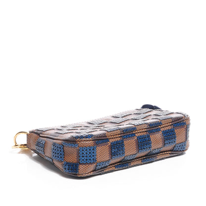Louis Vuitton Damier Paillettes Mini Pochette Accessories Blue 3 of 7