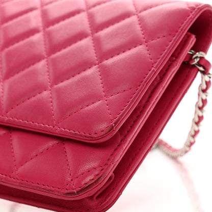Chanel Lambskin Quilted Wallet On Chain WOC Pink 13 of 14